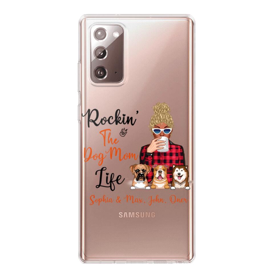 Personalized Rockin's The Dog Mom Life Transparent Silicone Phonecase Printed 22MAY-HC21