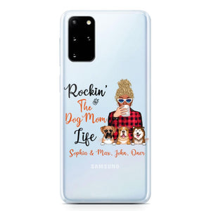 Personalized Rockin's The Dog Mom Life Transparent Silicone Phonecase Printed 22MAY-HC21