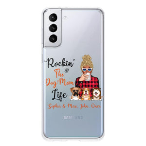 Personalized Rockin's The Dog Mom Life Transparent Silicone Phonecase Printed 22MAY-HC21
