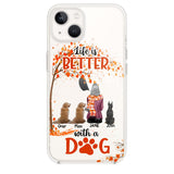PERSONALIZE TRANSPARENT SILICONE PHONECASE DOG MOM LIFE IS BETTER WITH DOG