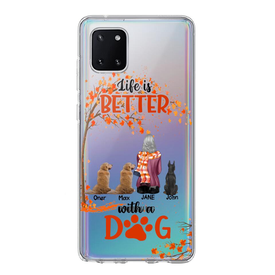 PERSONALIZE TRANSPARENT SILICONE PHONECASE DOG MOM LIFE IS BETTER WITH DOG