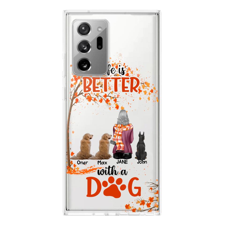 PERSONALIZE TRANSPARENT SILICONE PHONECASE DOG MOM LIFE IS BETTER WITH DOG