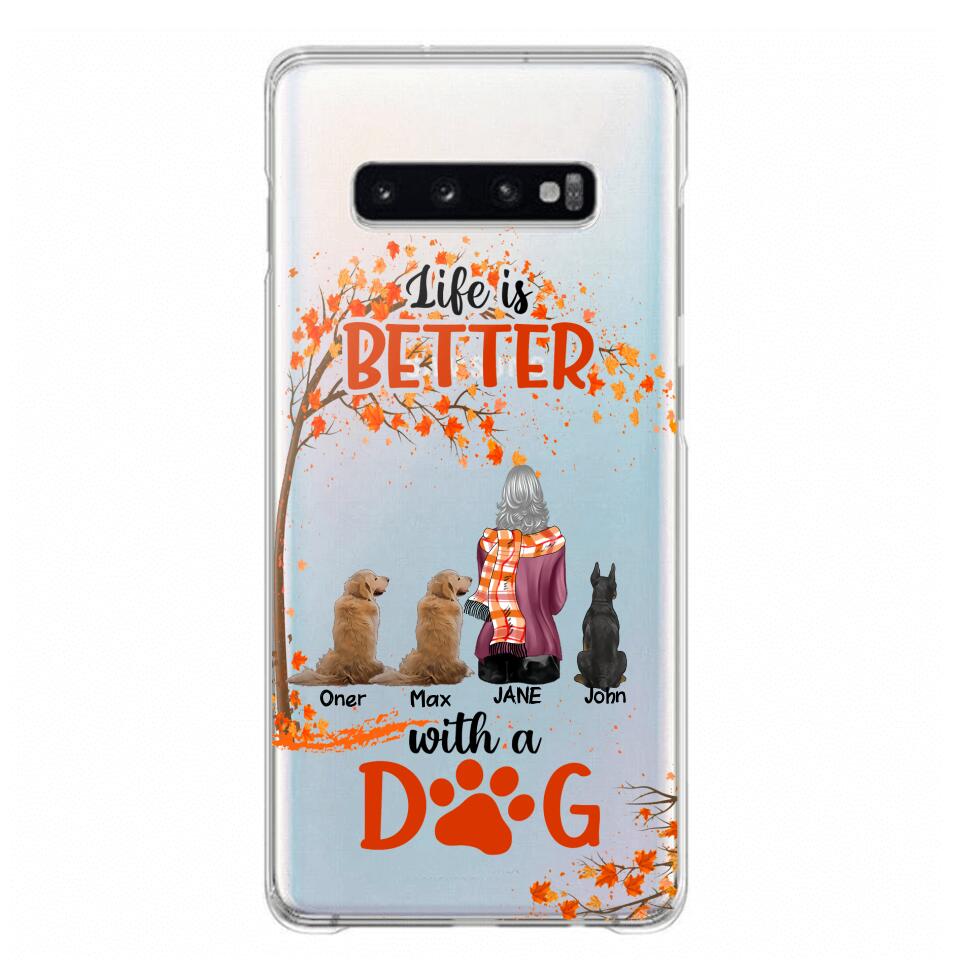 PERSONALIZE TRANSPARENT SILICONE PHONECASE DOG MOM LIFE IS BETTER WITH DOG