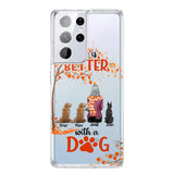 PERSONALIZE TRANSPARENT SILICONE PHONECASE DOG MOM LIFE IS BETTER WITH DOG