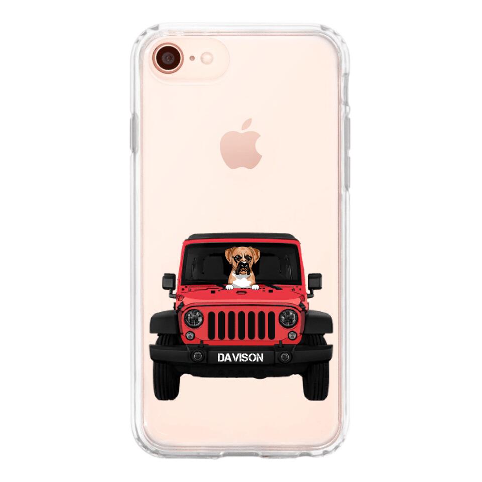 Personalized Jeep Dog Transparent Silicone Phonecase Printed 22MAY-HQ23
