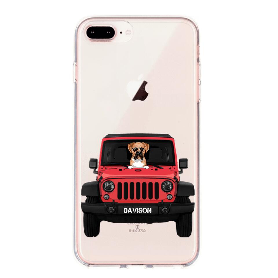 Personalized Jeep Dog Transparent Silicone Phonecase Printed 22MAY-HQ23