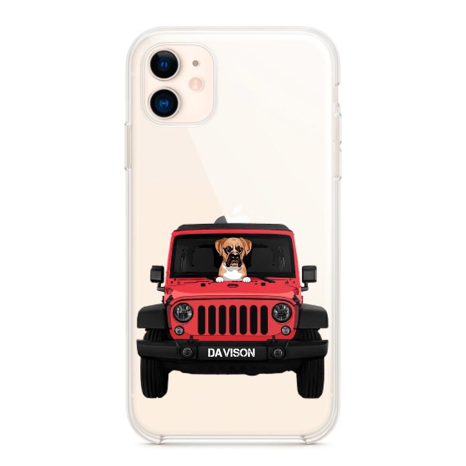 Personalized Jeep Dog Transparent Silicone Phonecase Printed 22MAY-HQ23
