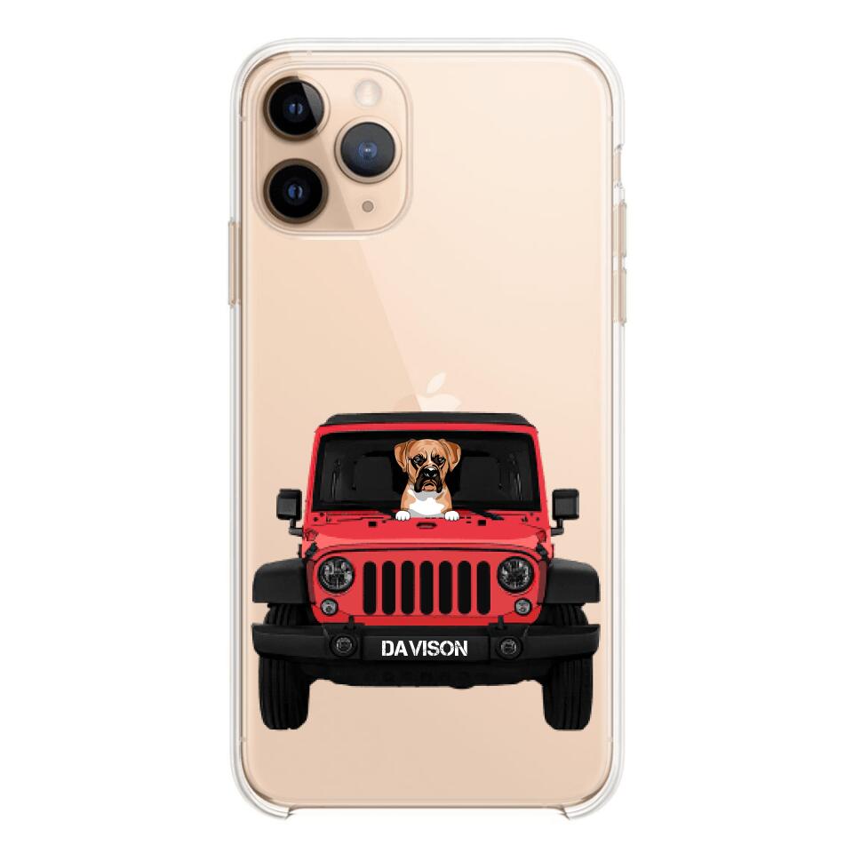 Personalized Jeep Dog Transparent Silicone Phonecase Printed 22MAY-HQ23