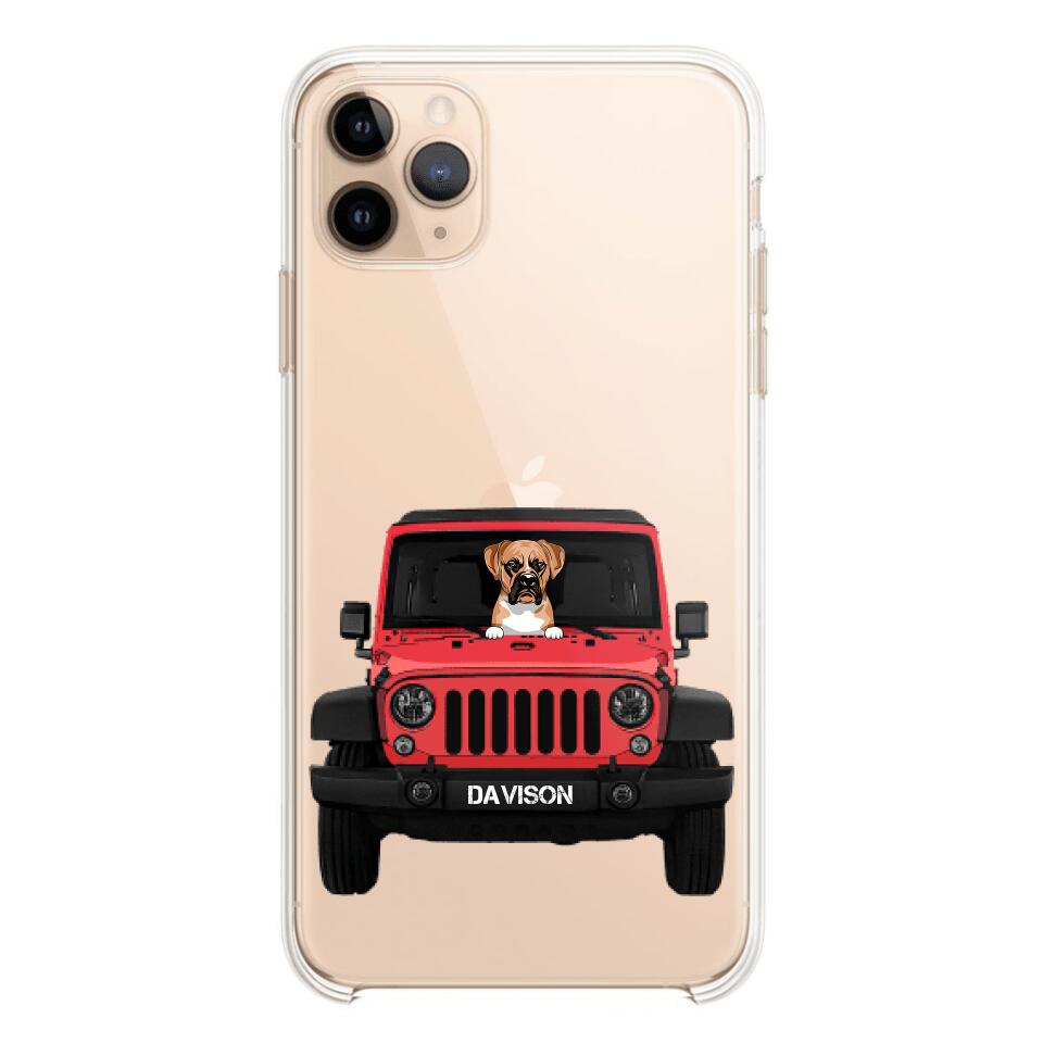 Personalized Jeep Dog Transparent Silicone Phonecase Printed 22MAY-HQ23