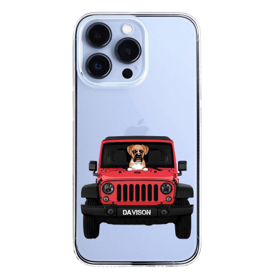 Personalized Jeep Dog Transparent Silicone Phonecase Printed 22MAY-HQ23