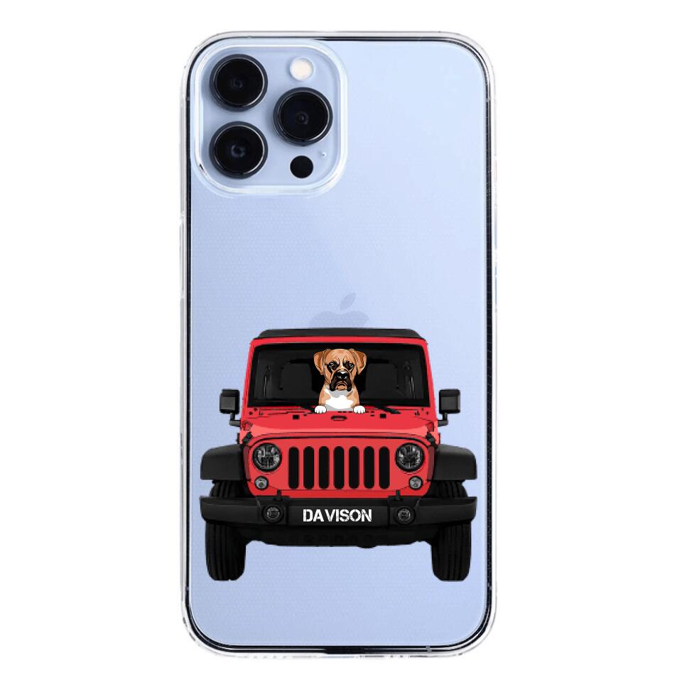 Personalized Jeep Dog Transparent Silicone Phonecase Printed 22MAY-HQ23