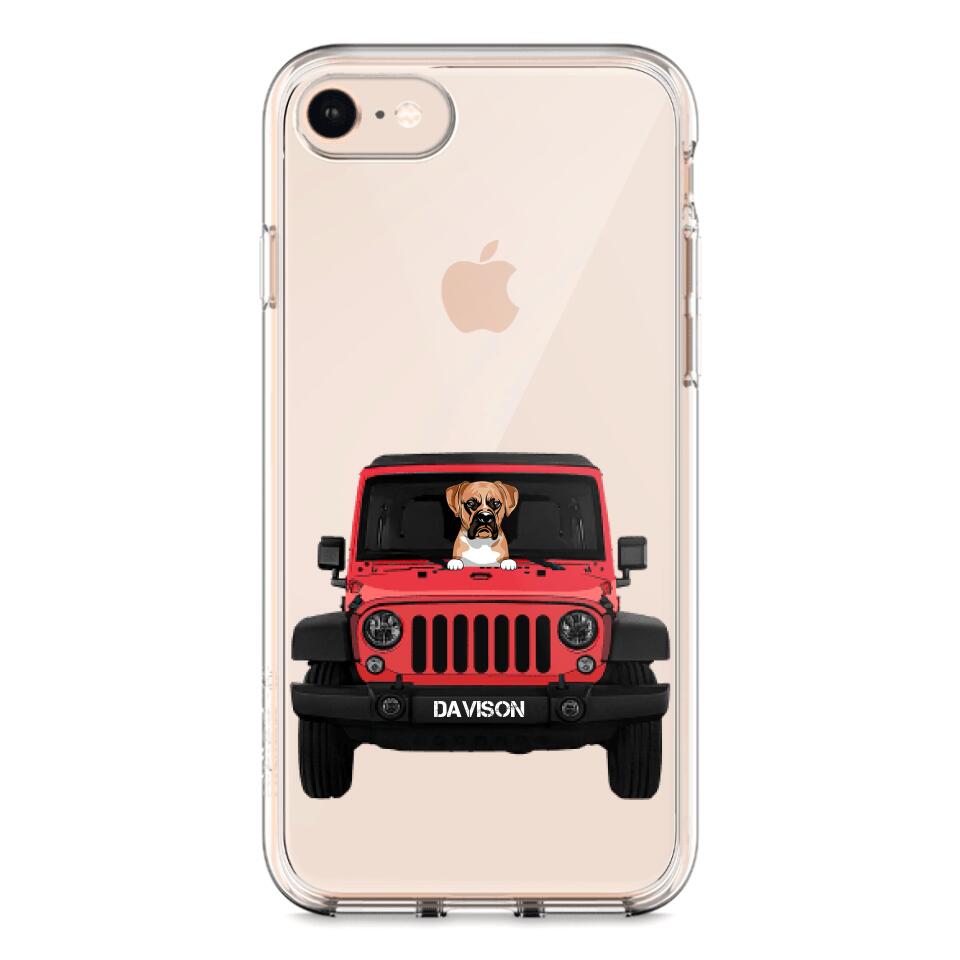 Personalized Jeep Dog Transparent Silicone Phonecase Printed 22MAY-HQ23