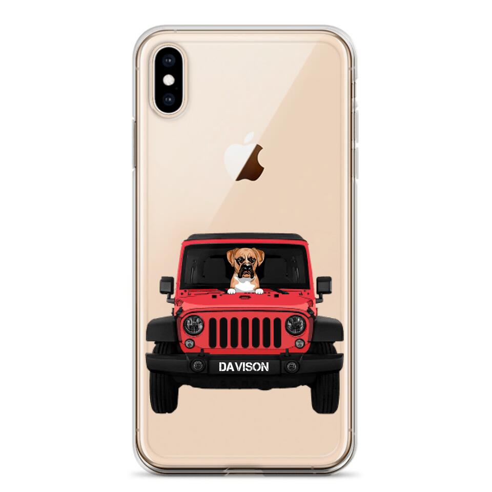 Personalized Jeep Dog Transparent Silicone Phonecase Printed 22MAY-HQ23