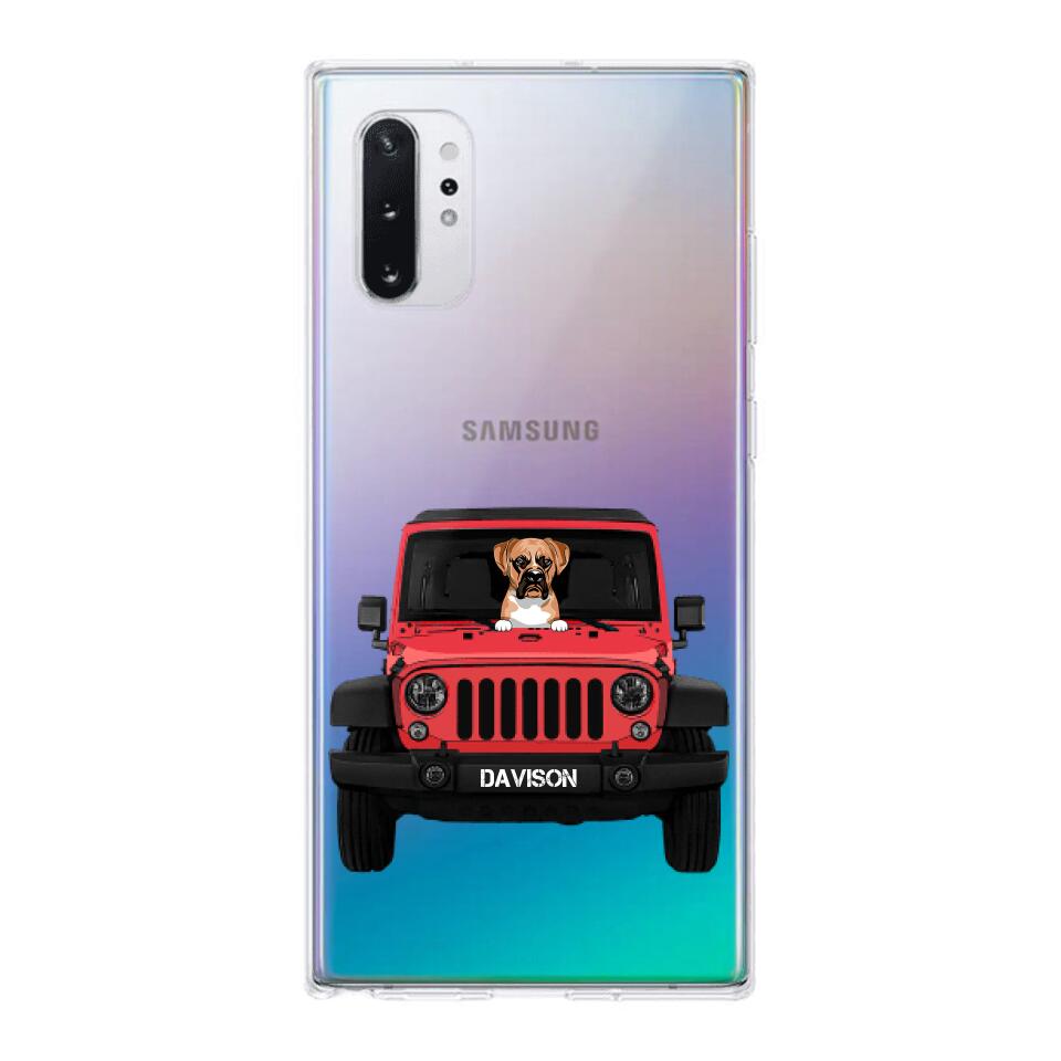 Personalized Jeep Dog Transparent Silicone Phonecase Printed 22MAY-HQ23