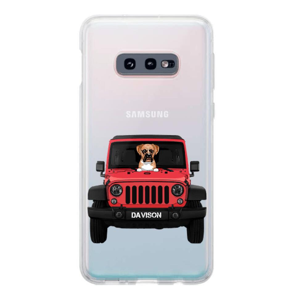 Personalized Jeep Dog Transparent Silicone Phonecase Printed 22MAY-HQ23