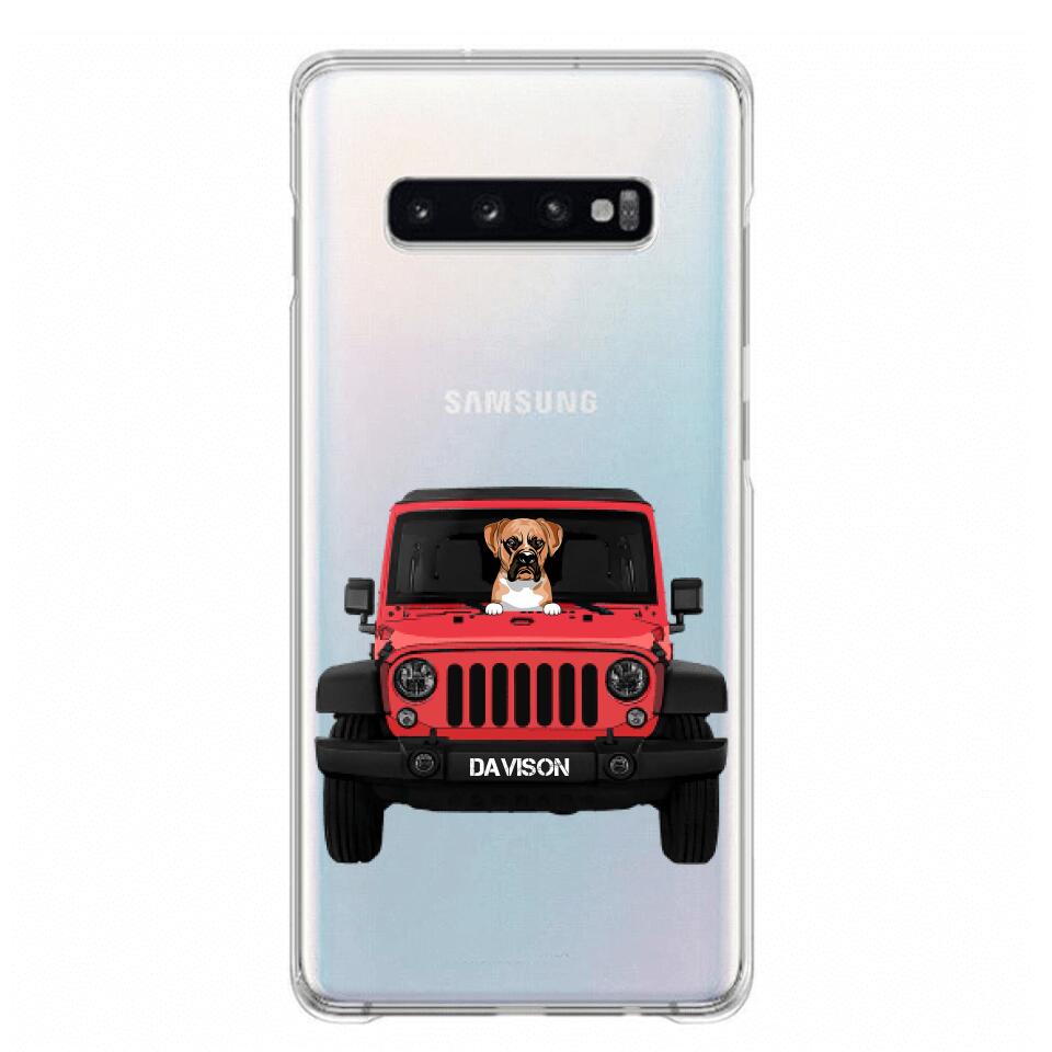 Personalized Jeep Dog Transparent Silicone Phonecase Printed 22MAY-HQ23