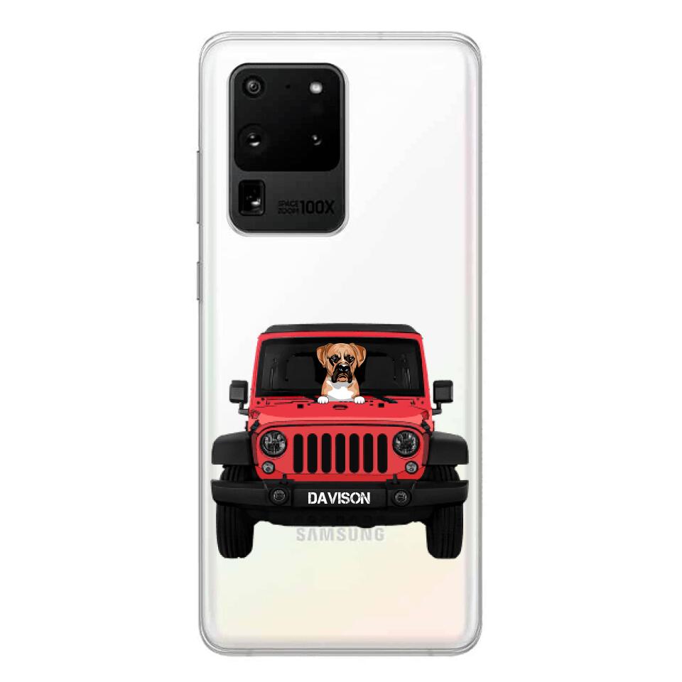 Personalized Jeep Dog Transparent Silicone Phonecase Printed 22MAY-HQ23