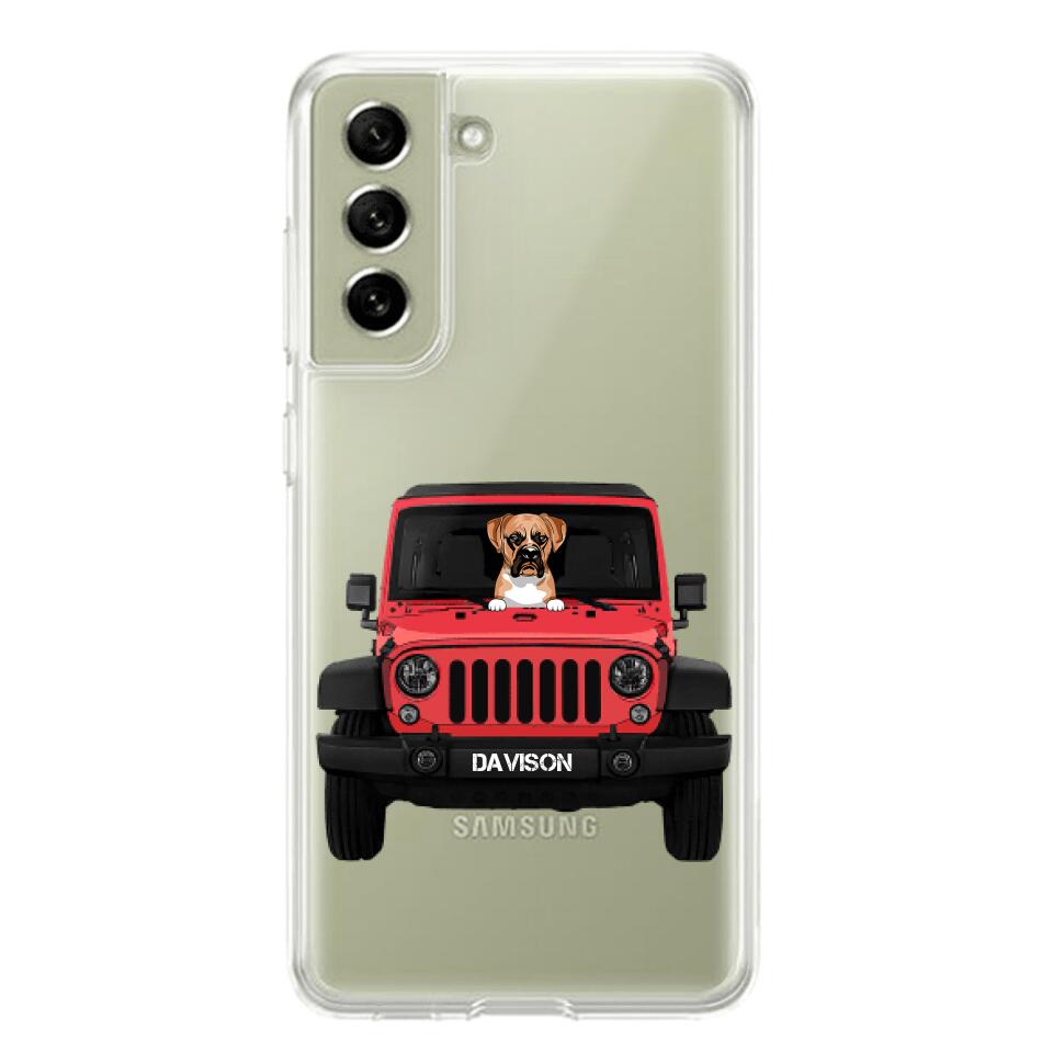 Personalized Jeep Dog Transparent Silicone Phonecase Printed 22MAY-HQ23