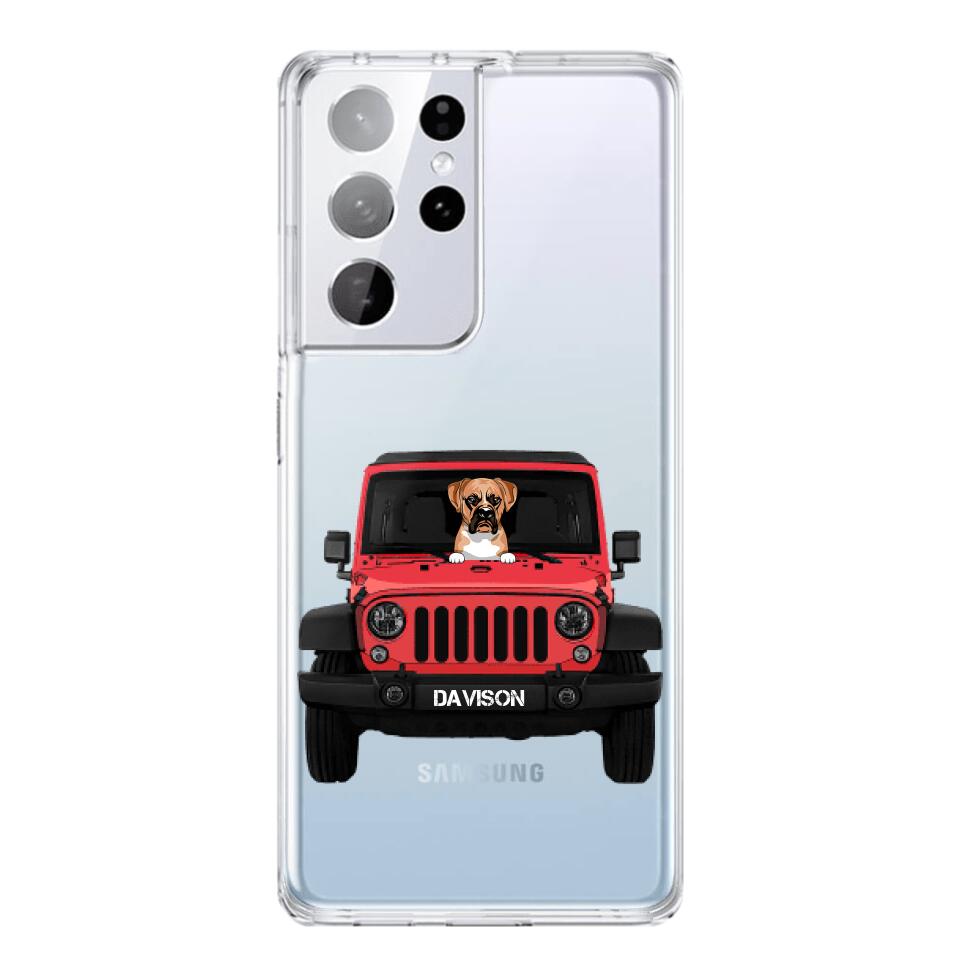 Personalized Jeep Dog Transparent Silicone Phonecase Printed 22MAY-HQ23
