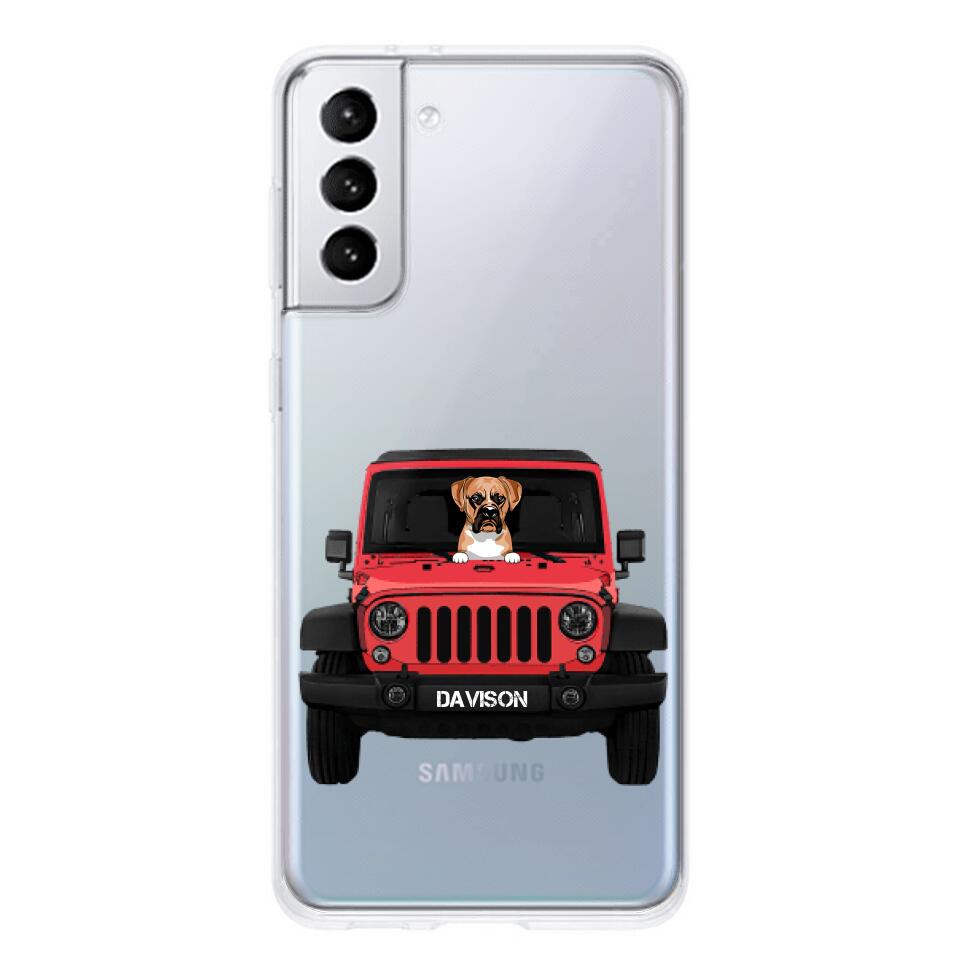 Personalized Jeep Dog Transparent Silicone Phonecase Printed 22MAY-HQ23