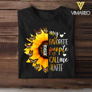 Personalized My Favorite People Call Me Auntie Sunflower Kid Name Tshirt Printed NQTN2305