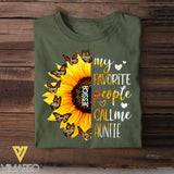 Personalized My Favorite People Call Me Auntie Sunflower Kid Name Tshirt Printed NQTN2305