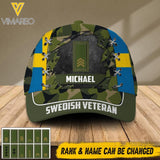 DH Personalized Swedish Veterans Camo Peaked Cap Printed DT2405