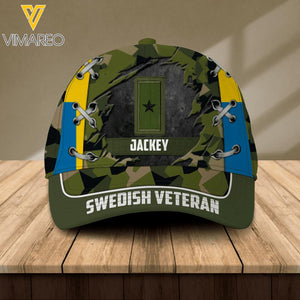 DH Personalized Swedish Veterans Camo Peaked Cap Printed DT2405