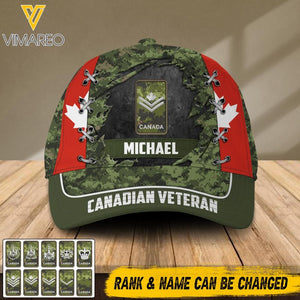 DH Personalized Canadian Veterans Camo Peaked Cap Printed DT2405
