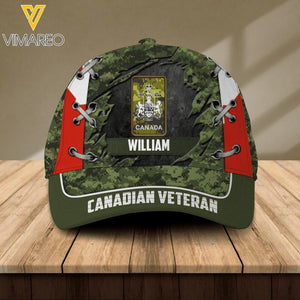 DH Personalized Canadian Veterans Camo Peaked Cap Printed DT2405