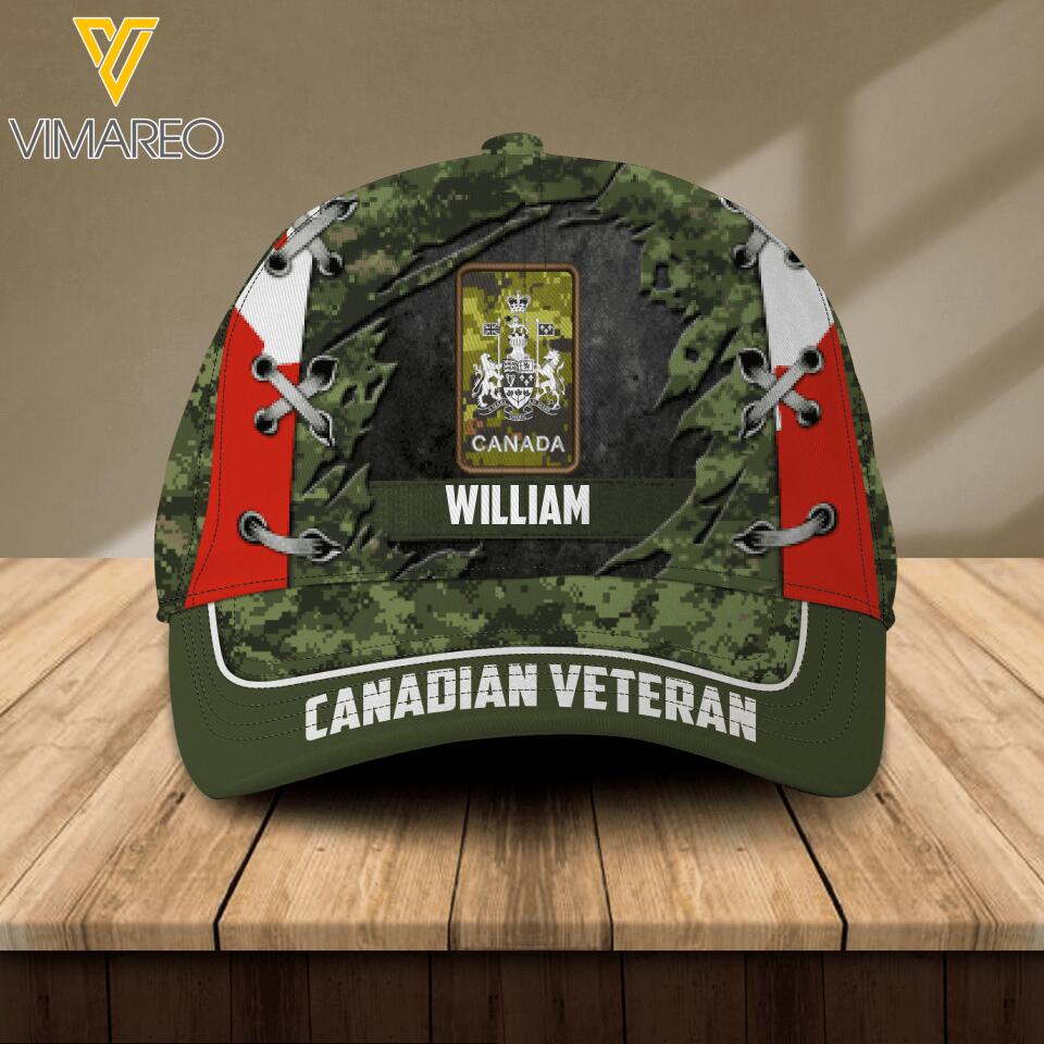 DH Personalized Canadian Veterans Camo Peaked Cap Printed DT2405