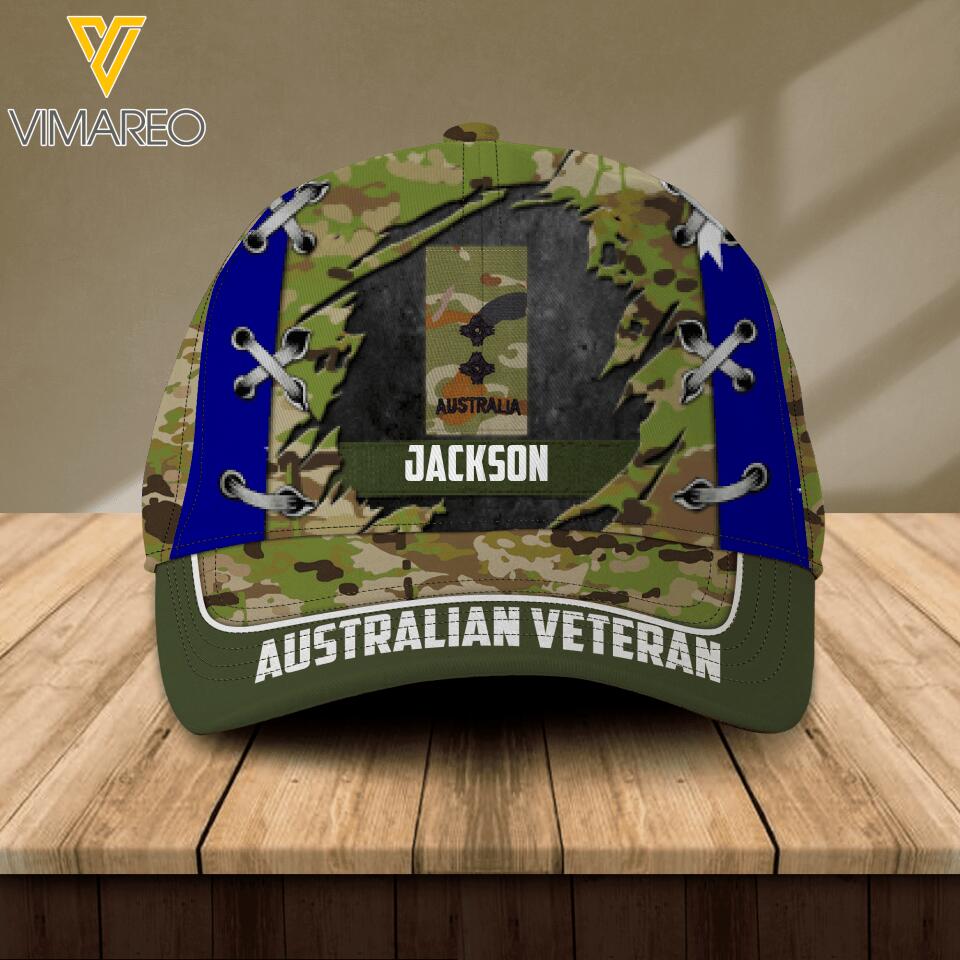 DH Personalized Australian Veterans Camo Peaked Cap Printed DT2405
