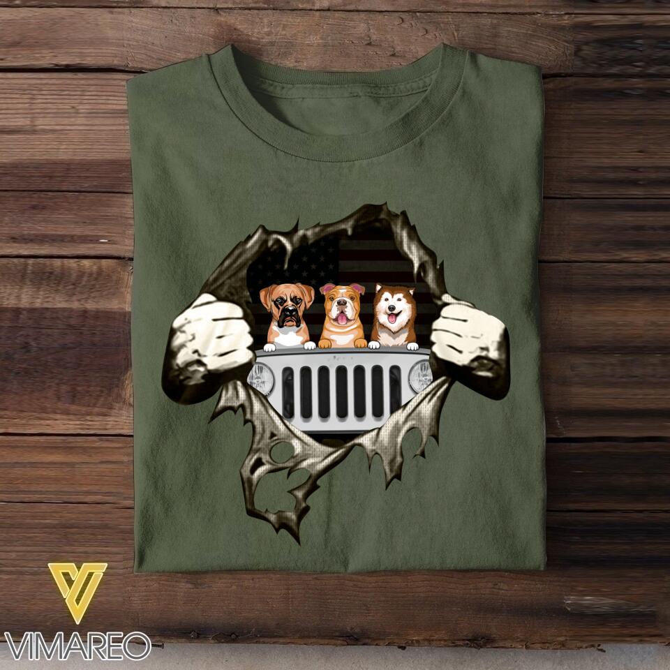 Personalized Jeep Dogs Tshirt Printed 22MAY-LN24