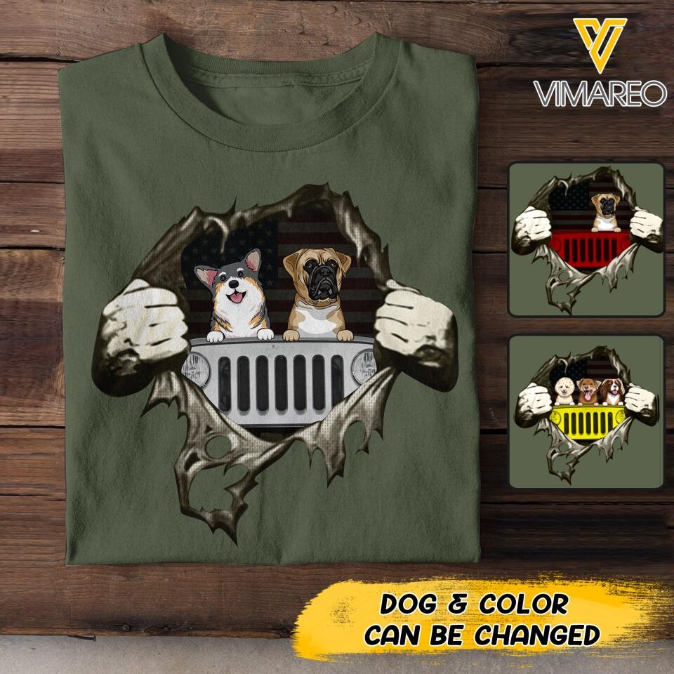 Personalized Jeep Dogs Tshirt Printed 22MAY-LN24