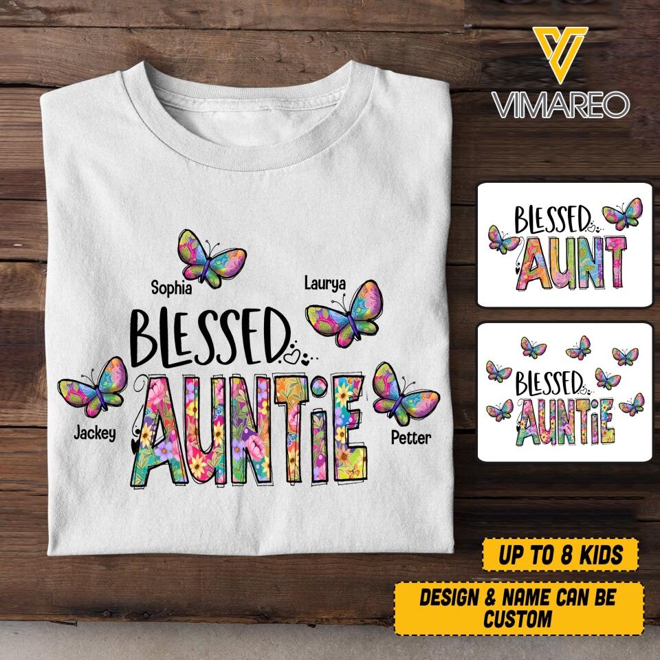 Personalized Blessed Auntie Kid Tshirt Printed 22MAY-HC26