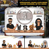 PERSONALIZED IT'S ALWAYS 5 O'CLOCK ON THE PATTIO DOG BREED MENTAL SIGN NQHC2405