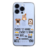 PERSONALIZED DOG EVERY SNACK BAKE BITE WE'LL BE WATCHING YOU SILICON PHONECASE NQHC2405