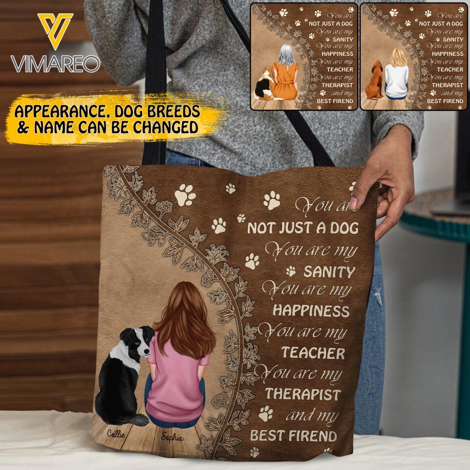 PERSONALIZED NOT JUST A DOG SANITY HAPPINESS TEACHER TOTE BAG NQDT2505