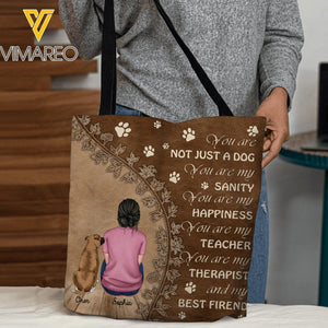 PERSONALIZED NOT JUST A DOG SANITY HAPPINESS TEACHER TOTE BAG NQDT2505
