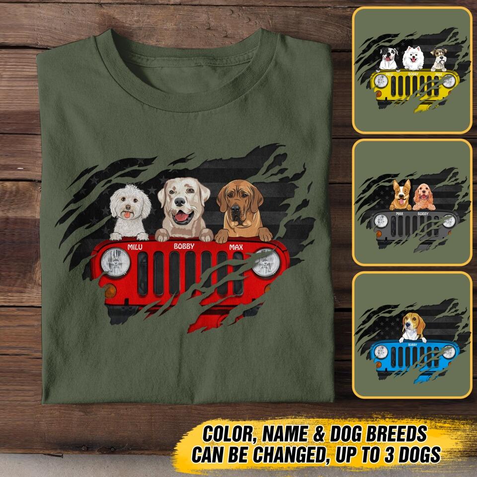 Personalized Jeep Dog Tshirt Printed 22MAY-DT30