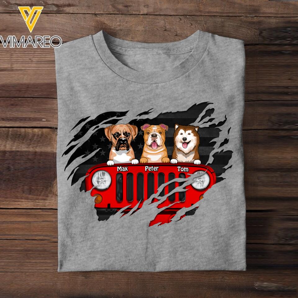 Personalized Jeep Dog Tshirt Printed 22MAY-DT30