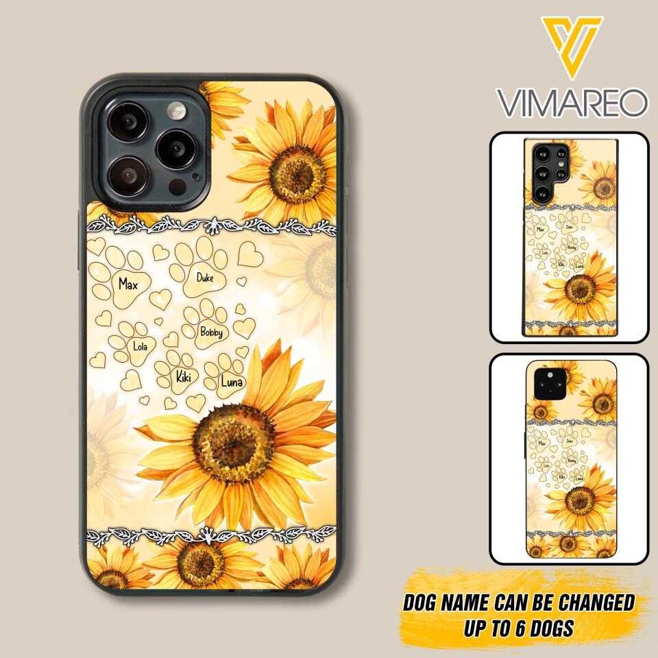 Personalized Dog Lover Sunflower Background Phonecase NQDT2705