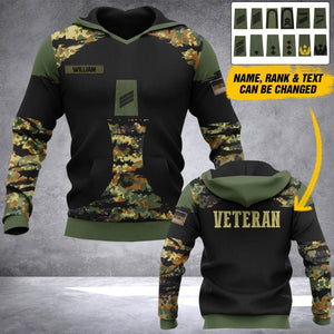 Personalized German Veteran Camo Tshirt or Hoodie 3D Printed QTDT0406