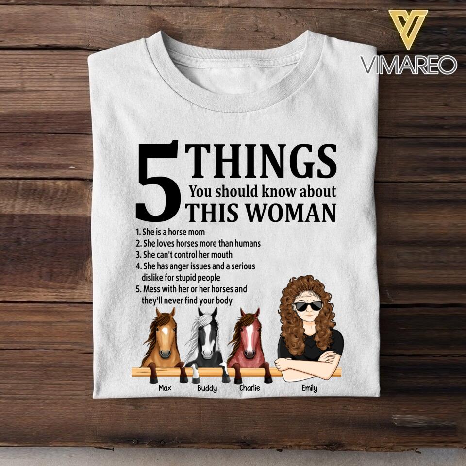 Personalized 5 Things You Should Know About This Horse Mom Tshirt NQDT0206