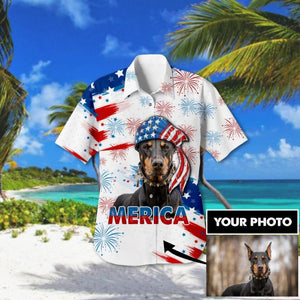 Personalized Doberman US Flag Hawaii Shirt Printed QTHC0806