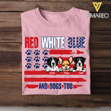 Personalized Red White Blue And Dogs Too Tshirt Printed QTVQ0906