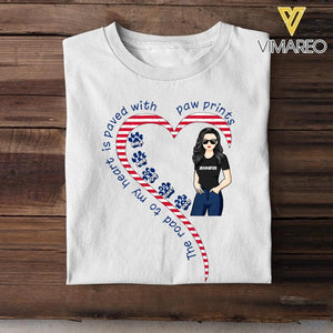 Personalized The Road To My Heart Is Pawed With Pawprints Dog Breed Tshirt Printed NQHC0905