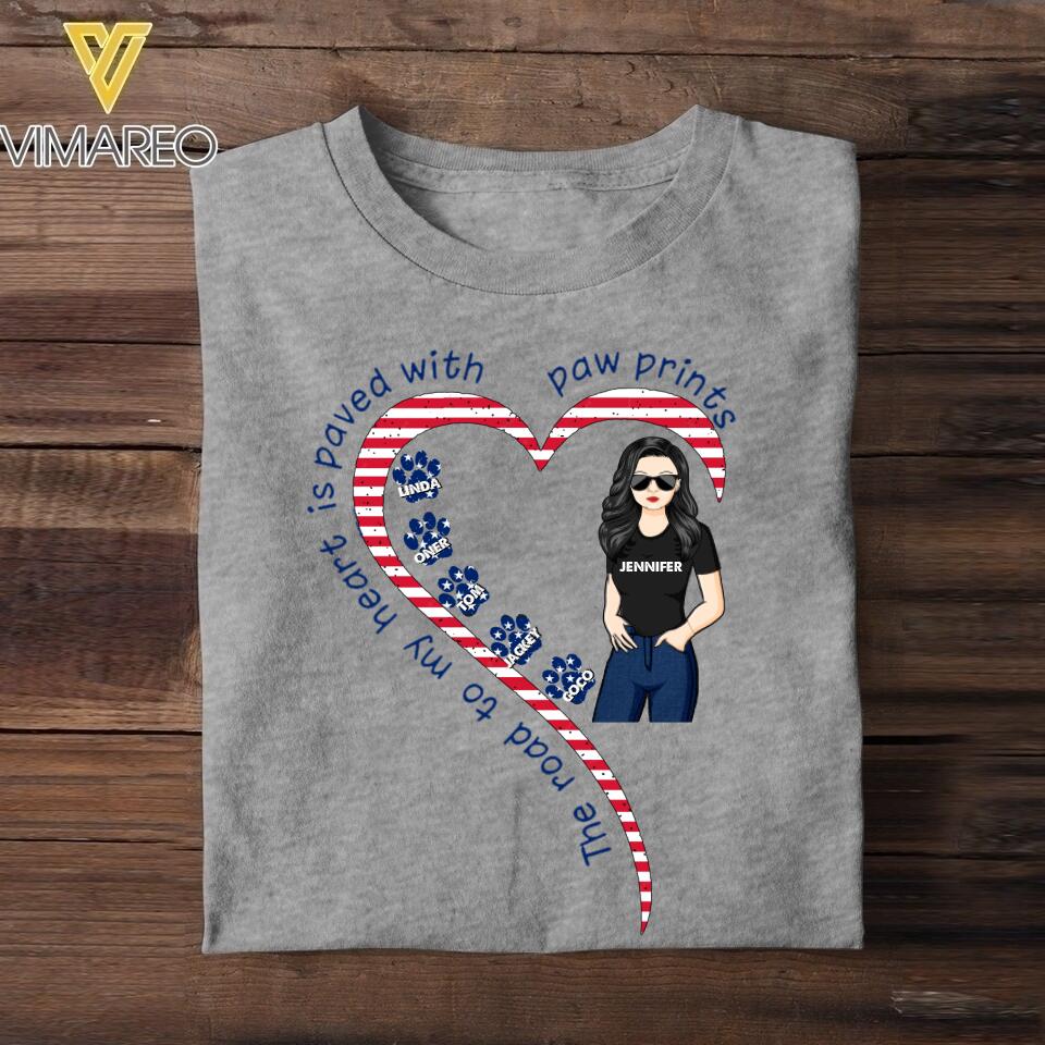 Personalized The Road To My Heart Is Pawed With Pawprints Dog Breed Tshirt Printed NQHC0905