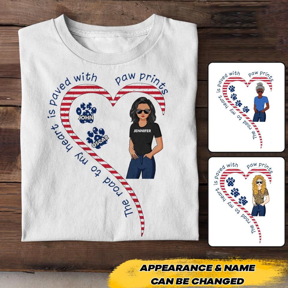 Personalized The Road To My Heart Is Pawed With Pawprints Dog Breed Tshirt Printed NQHC0905