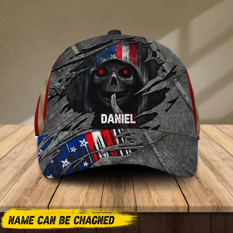 Personalized Skull Lovers US Flag Peaked Cap Printed NQDT1006